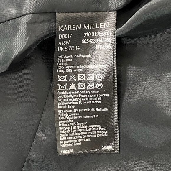KAREN MILLEN BLACK FAUX LEATHER & PONTE COMBO SLEEVELESS SHEATH DRESS - 10 - Picture 10 of 10